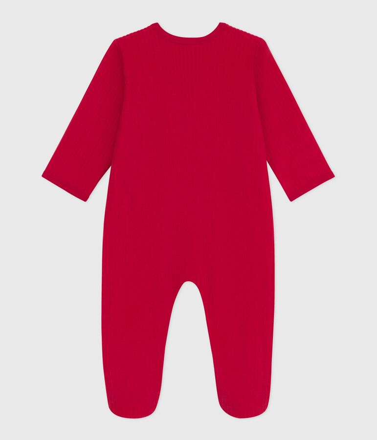 Pyjama b&eacute;b&eacute; en velours uni rouge