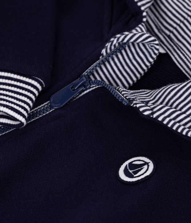 Sweatshirt &agrave; capuche b&eacute;b&eacute; en coton d&eacute;tails ray&eacute;s bleu marine