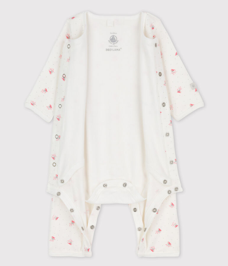 Bodyjama sans pieds b&eacute;b&eacute; en coton biologique blanc MARSHMALLOW/blanc MULTICO
