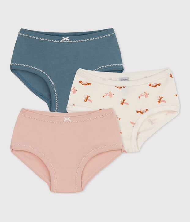 Lot de 3 culottes oiseau petite fille en coton multicouleur