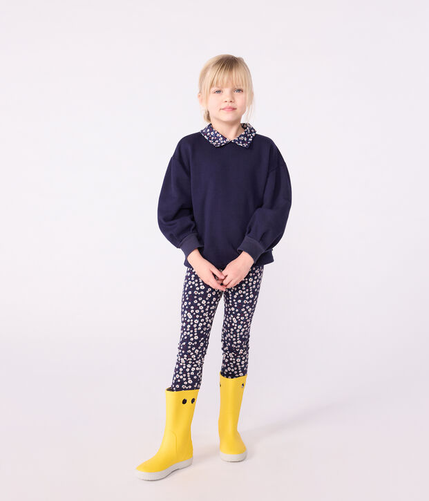 Sweatshirt enfant en coton uni bleu marine
