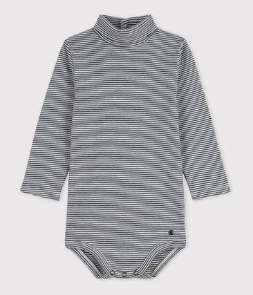 PETIT BATEAU - Body manches longues bébé rayé col roulé en coton
