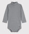 Body manches longues bébé rayé col roulé en coton DUCKY/ MARSHMALLOW
