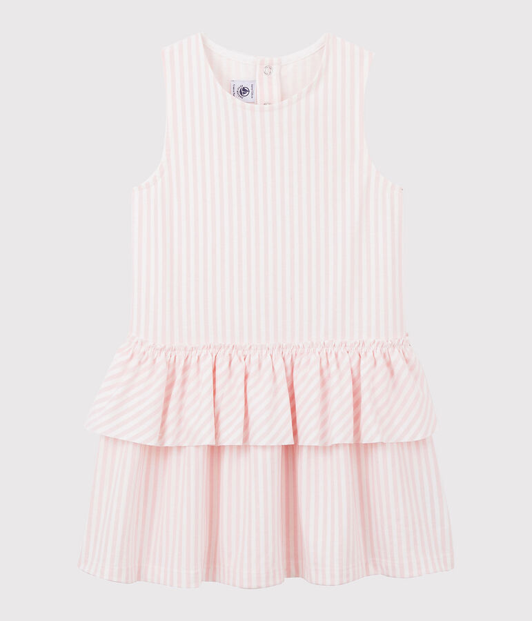 Robe sans manches en jersey enfant fille rose MINOIS/blanc MARSHMALLOW