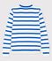 Pull marin en coton Femme blanc MARSHMALLOW/bleu DELFT