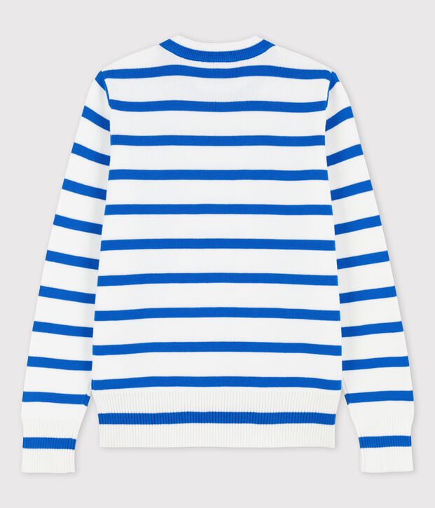 Pull marin en coton Femme blanc/bleu