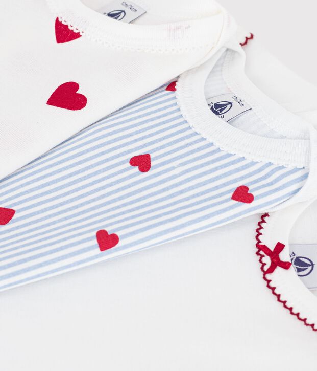 Lot de bodies manches courtes en coton imprim&eacute; c&oelig;urs b&eacute;b&eacute; multicouleur