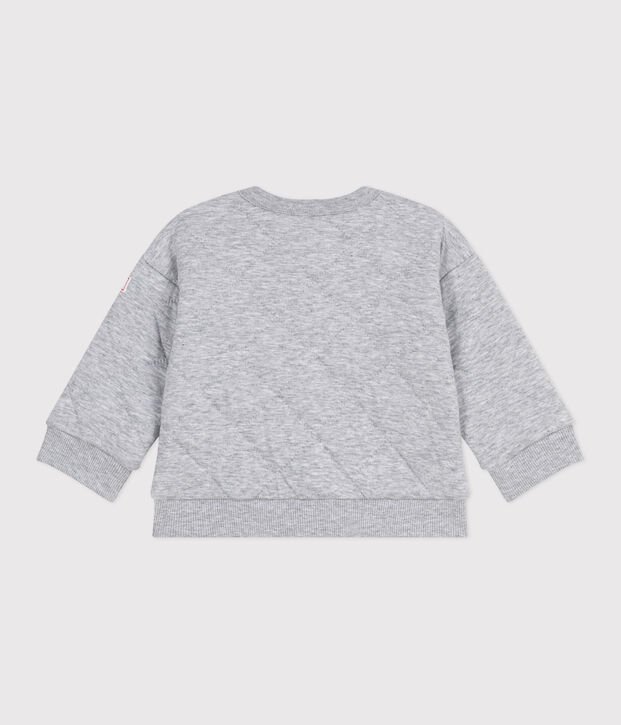 Cardigan b&eacute;b&eacute; en coton &eacute;pais uni gris chin&eacute;