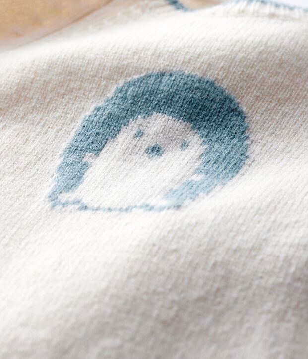 Combinaison longue jacquard b&eacute;b&eacute; en tricot blanc