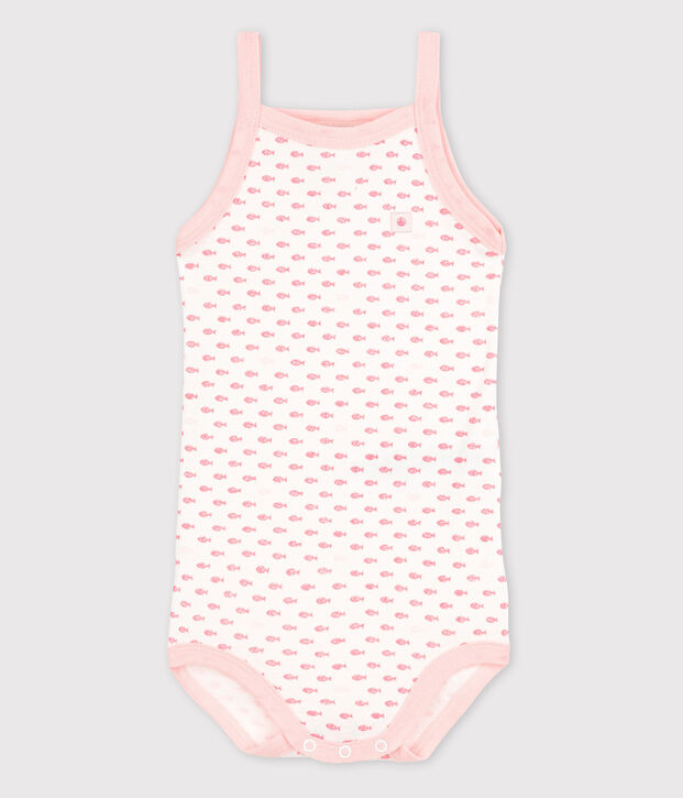 Body &agrave; bretelles b&eacute;b&eacute; fille blanc/rose/multicouleur