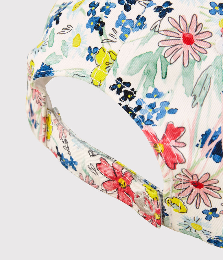 Casquette imprim&eacute;e &agrave; fleurs enfant fille blanc MARSHMALLOW/blanc MULTICO