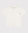 Chemise enfant en coton lin &agrave; manches courtes blanc