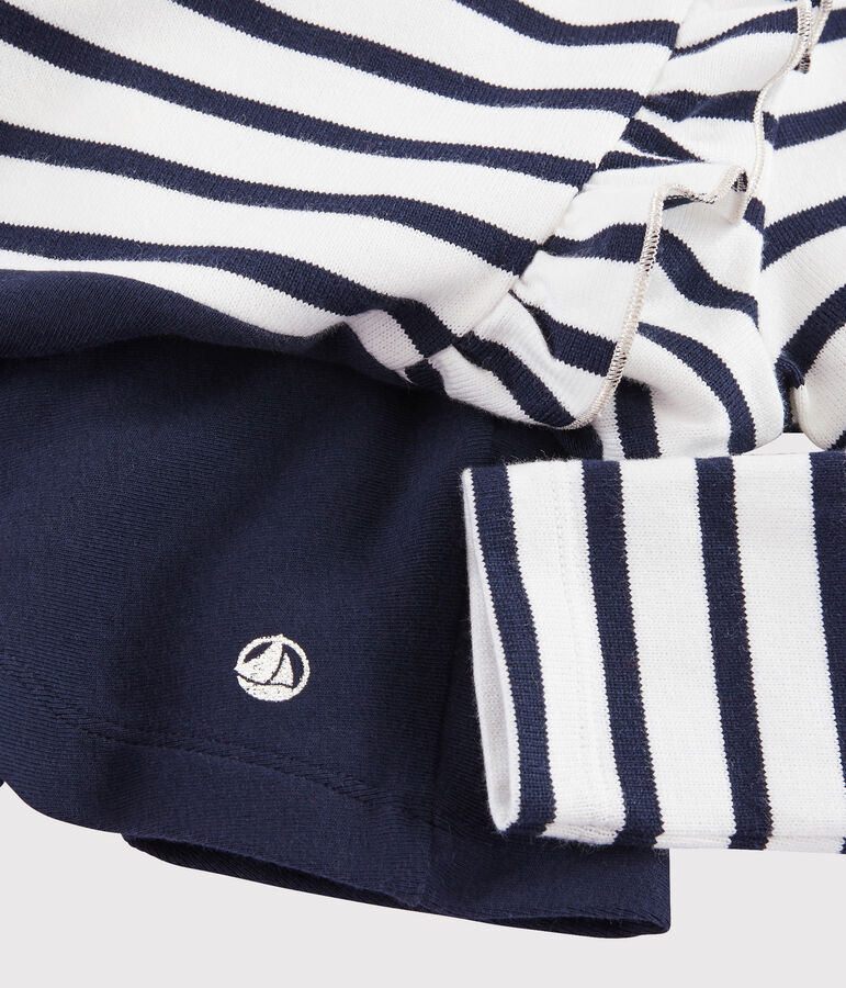 Robe manches longues enfant fille blanc/bleu