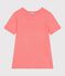 Tee-shirt femme en coton manches courtes uni rose
