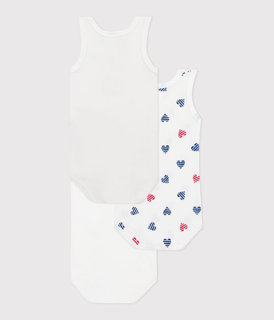 Lot de 3 bodies sans manches en coton cœurs rayés bébé variante 1