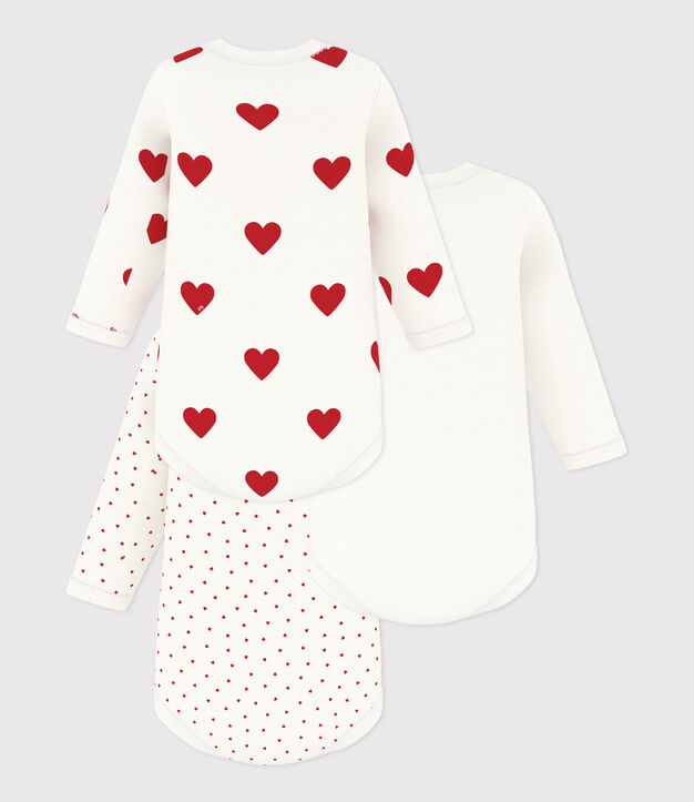 Lot de bodies manches longues c&oelig;ur b&eacute;b&eacute; en coton multicouleur