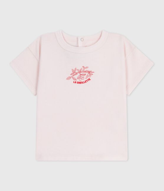 T-shirt bébé en coton à manches courtes uni rose FLEUR