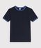 Tee-shirt femme en coton manches courtes uni bleu marine