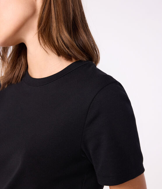 Tee-shirt l'Iconique manches courtes en côte unie femme noir BLACK