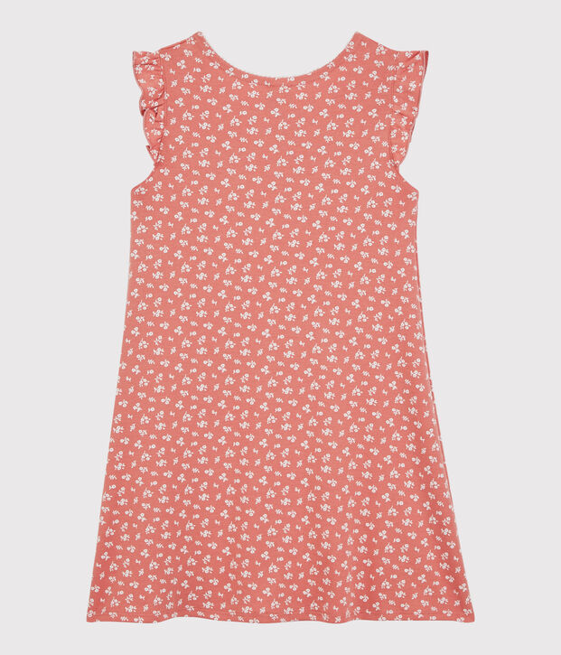 Chemise de nuit fleuri petite fille en coton rose/blanc