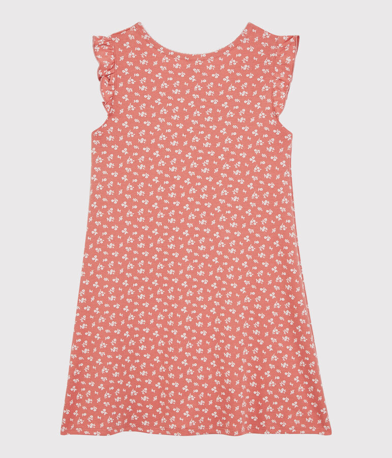 Chemise de nuit fleuri petite fille en coton rose PAPAYE/ MARSHMALLOW