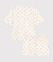 Pyjama short femme en coton imprimé cœurs blanc MARSHMALLOW/blanc MULTICO