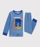 Pyjama enfant en velours &agrave; motif Paris bleu