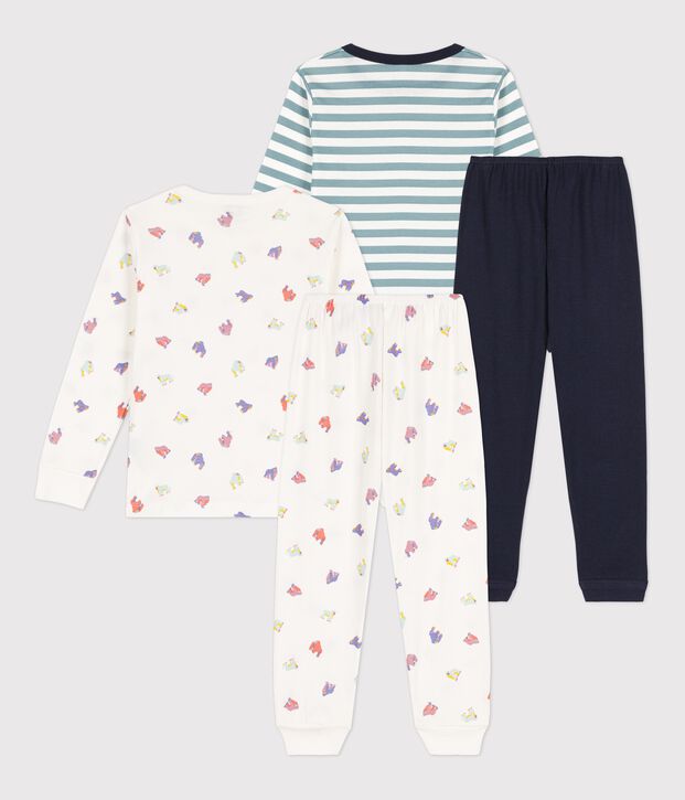 Lot de 2 pyjamas gorilles et rayures bleues petit gar&ccedil;on en coton multicouleur