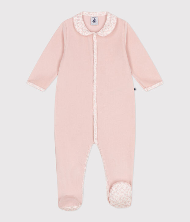 Pyjama b&eacute;b&eacute; en velours avec col rose
