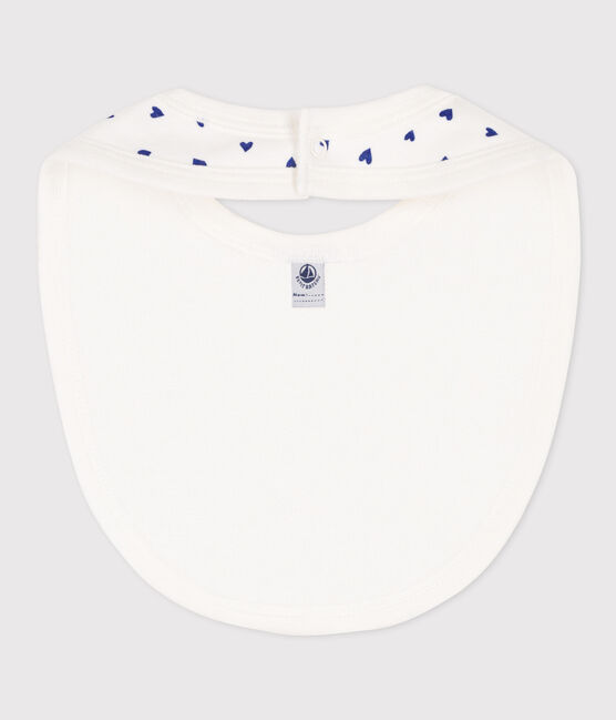 Bavoir unitaire en coton blanc MARSHMALLOW/ NEWBLEU