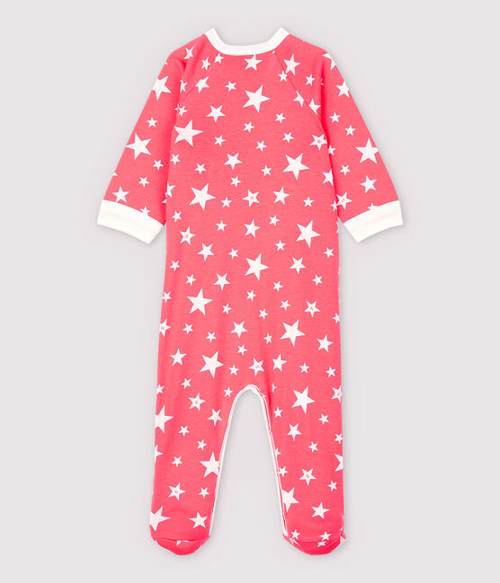 Dors-bien zippé à étoiles bébé en coton rose PEACHY/blanc MARSHMALLOW