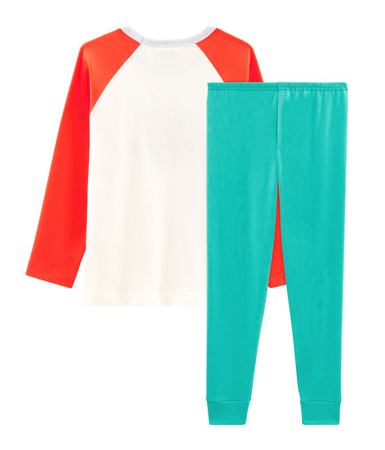 Pyjama petit garçon en côte vert ESPERANZA/blanc MULTICO