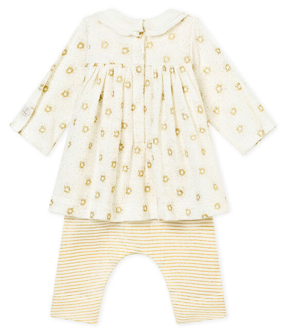 Robe legging bébé fille blanc MARSHMALLOW/jaune DORE