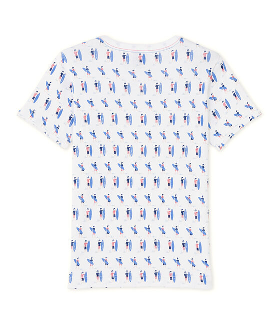 T-shirt garçon imprimé blanc ECUME/bleu SOURCE