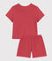 Pyjacourt uni en coton ajouré petite fille rose PAPI