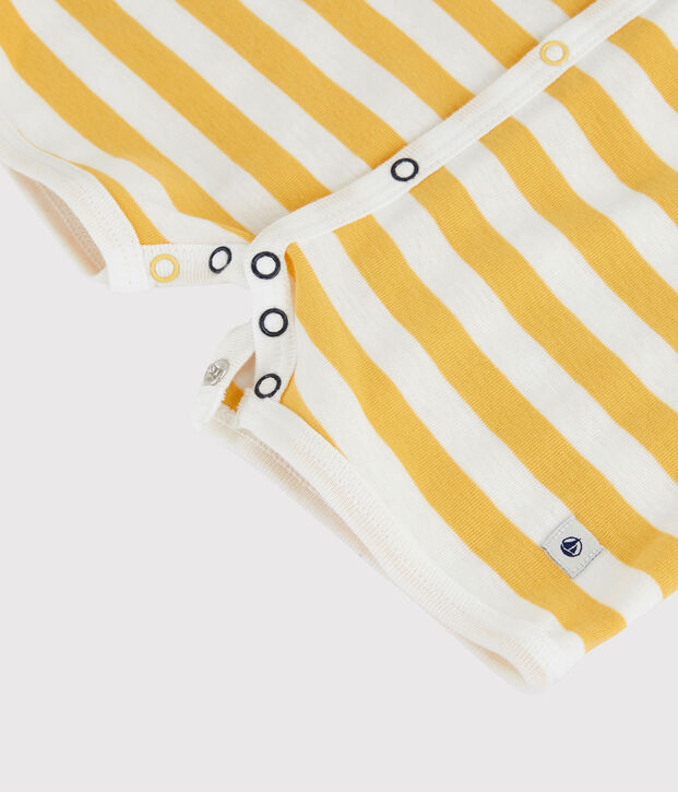 Combicourt &agrave; rayures b&eacute;b&eacute; en coton jaune/blanc