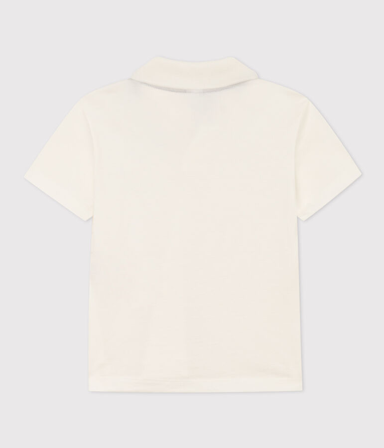 Polo manches courtes en coton  enfant gar&ccedil;on blanc MARSHMALLOW