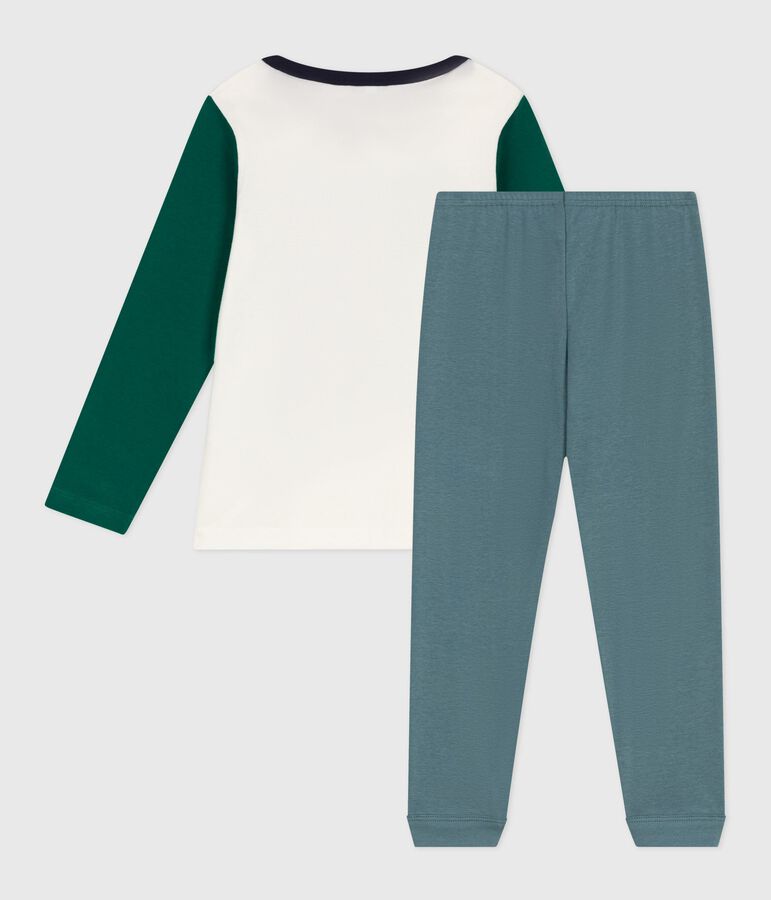 Pyjama enfant en coton bicolore bleu/multicouleur