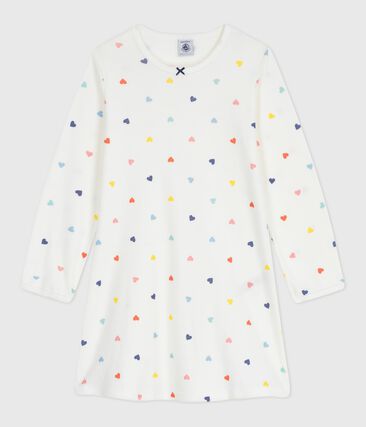 Chemise de nuit enfant en coton manches longues imprimé cœurs