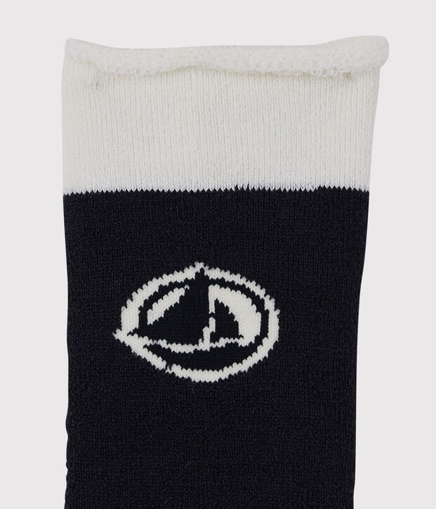 Chaussettes chaudes fille-gar&ccedil;on bleu marine