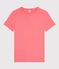 Tee-shirt femme en coton manches courtes uni rose FLAMAND