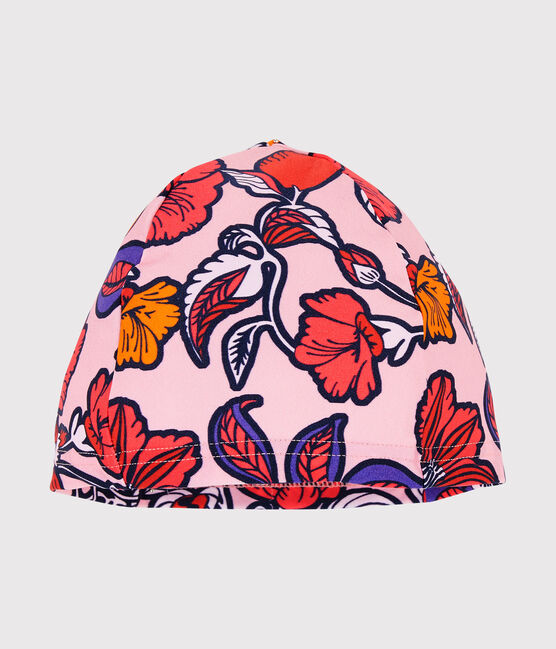 Bonnet de bain anti-UV UPF 50+ enfant fille rose PATIENCE/blanc MULTICO