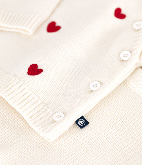 Ensemble 2 pièces bébé en tricot et cœurs brodés rouge MARSHMALLOW/ POMPEI