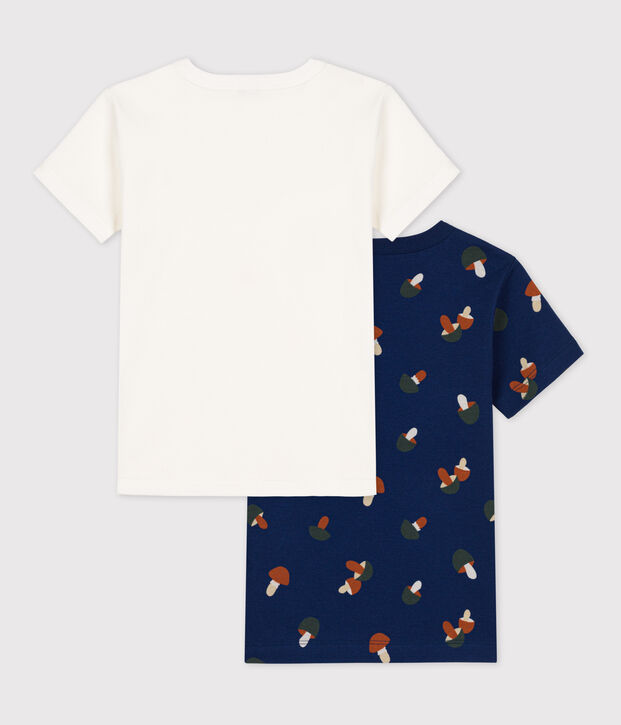 Lot de 2 tee-shirts manches courtes champignon enfant fille / gar&ccedil;on en coton multicouleur