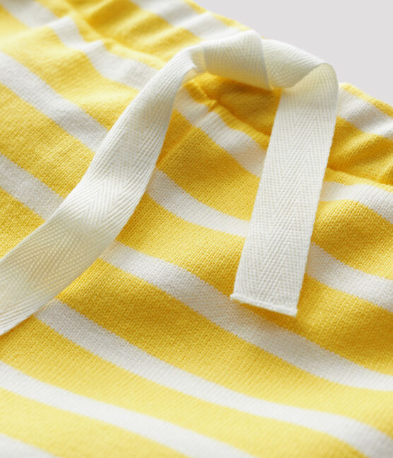 Short en jersey épais bébé jaune ORGE/blanc MARSHMALLOW
