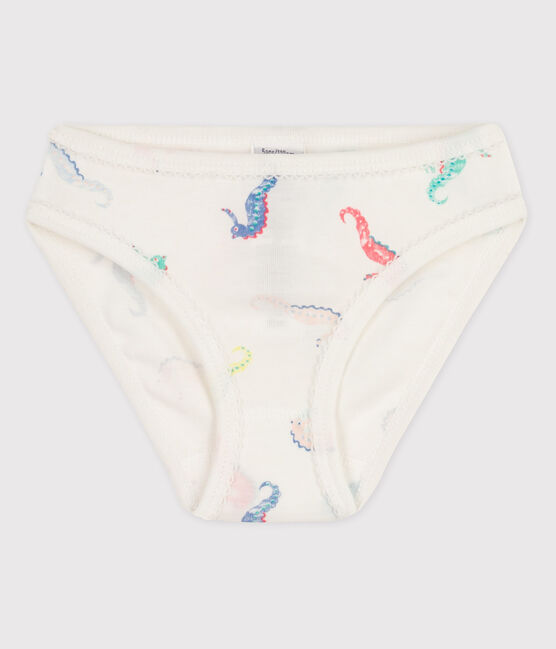 Culotte petite fille en coton blanc MARSHMALLOW/rose ROSE/ MULTICO
