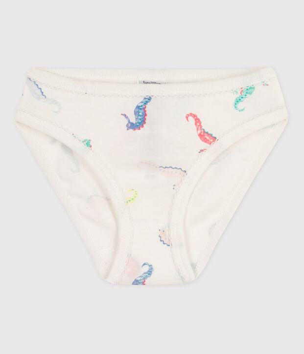 Culotte petite fille en coton blanc/rose/multicouleur