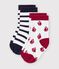 2 paires de chaussettes b&eacute;b&eacute; en coton &agrave; rayures et imprim&eacute; bateaux multicouleur