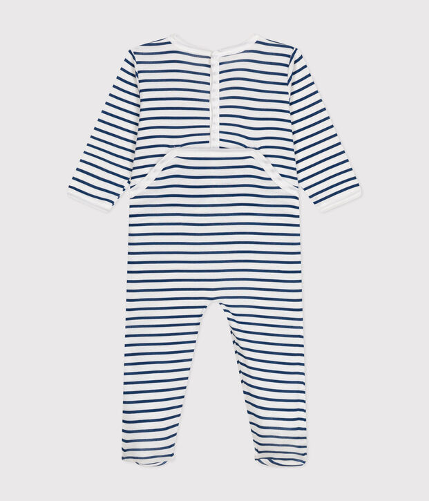 Dors bien  b&eacute;b&eacute; en coton blanc/bleu