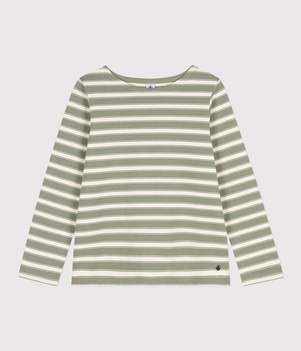 Marini&egrave;re en coton Femme vert/&eacute;cru